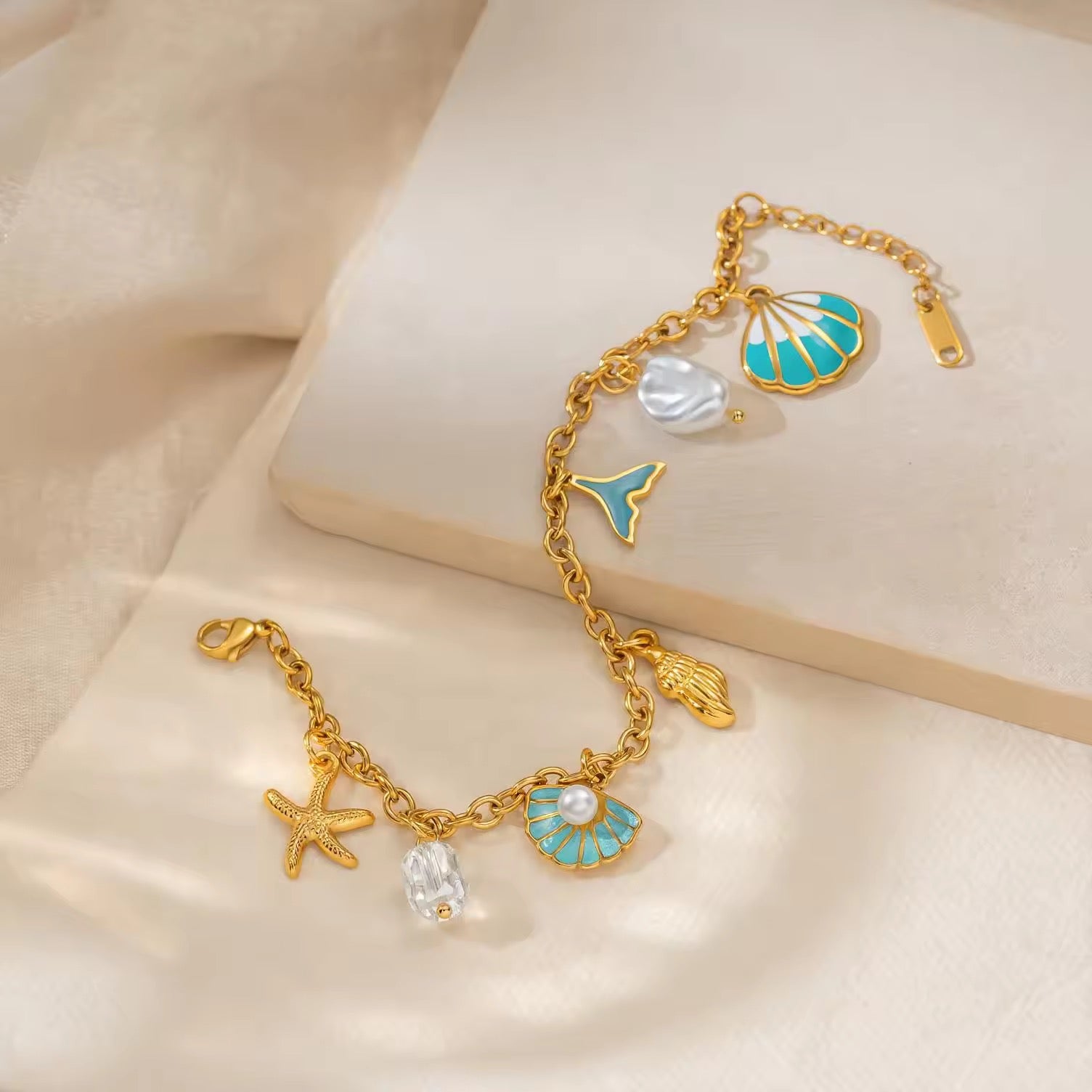 Ocean Pearl Charm Bracelet 🌊