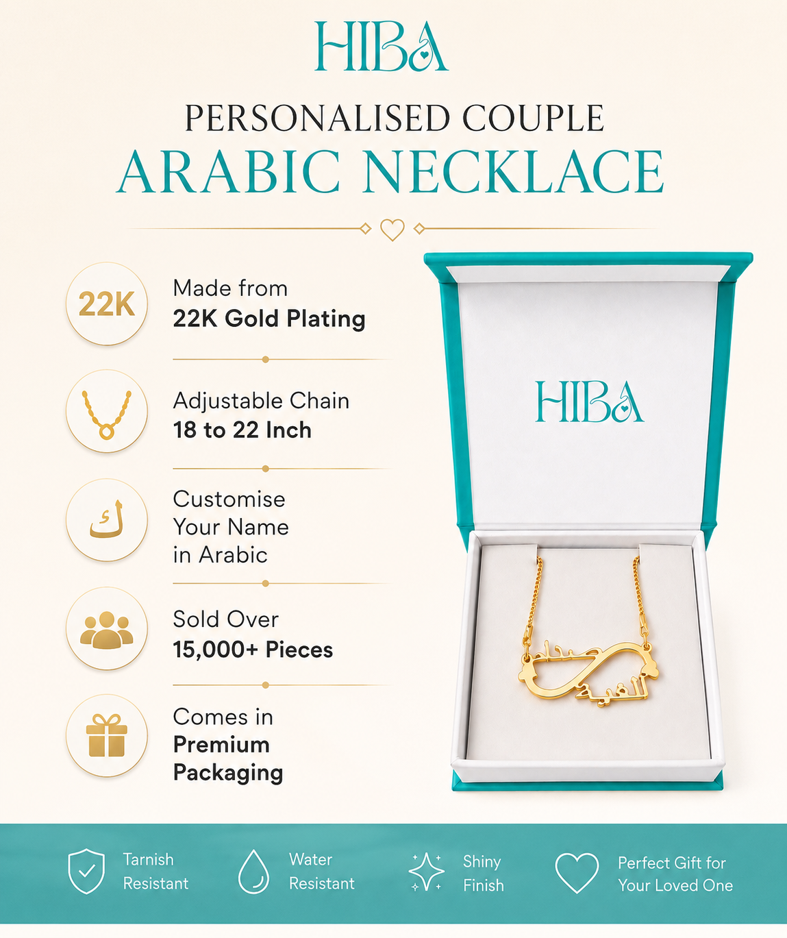 Personalised Couple Arabic Necklace