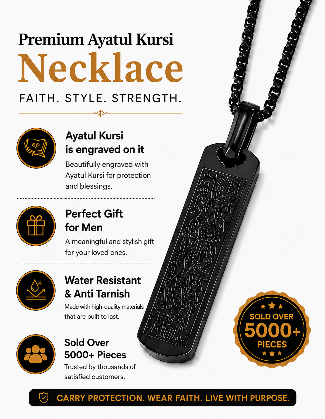 Ayatul kursi necklace for Men