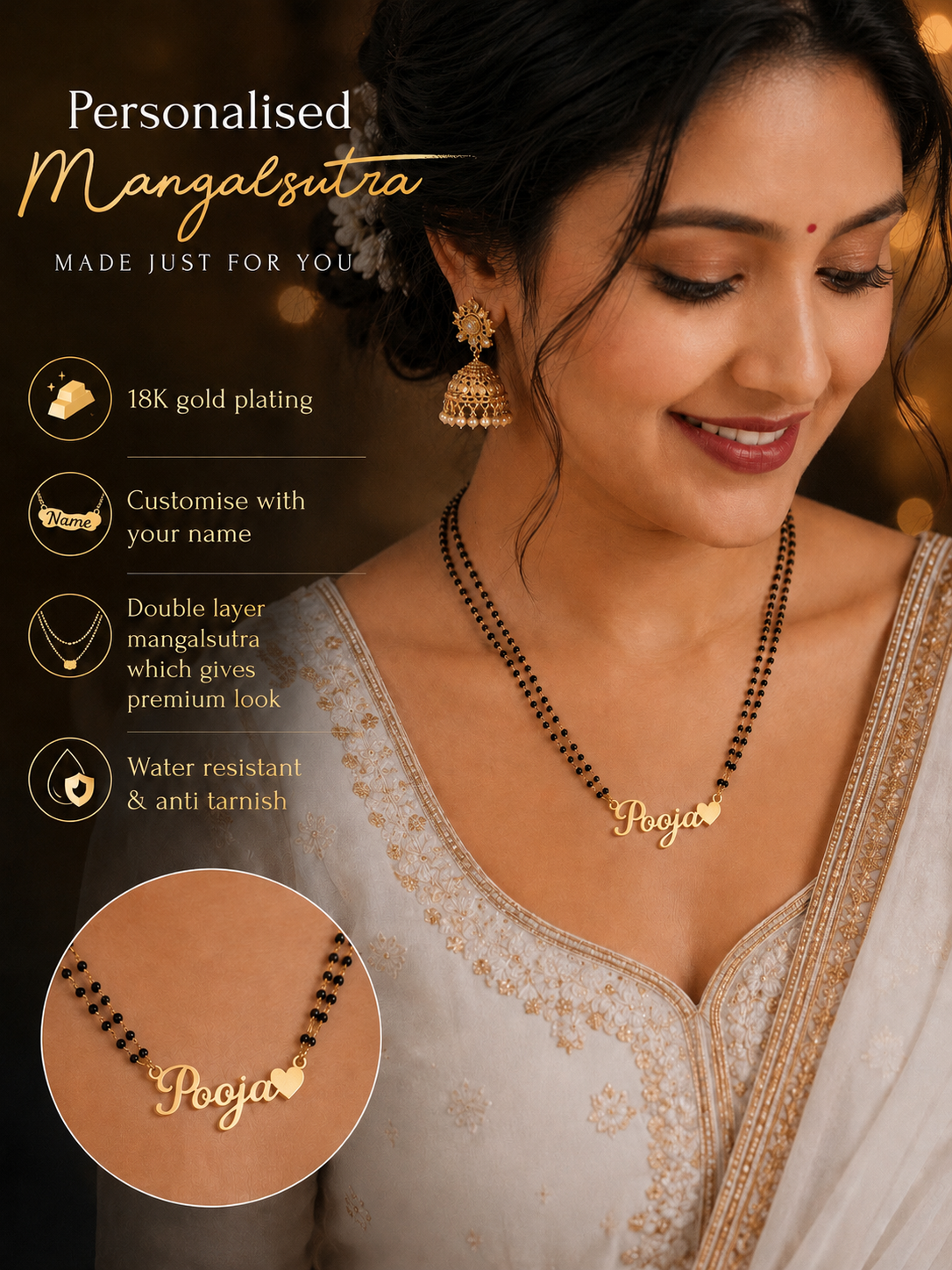 18K Gold Plated Personalised Mangalsutra