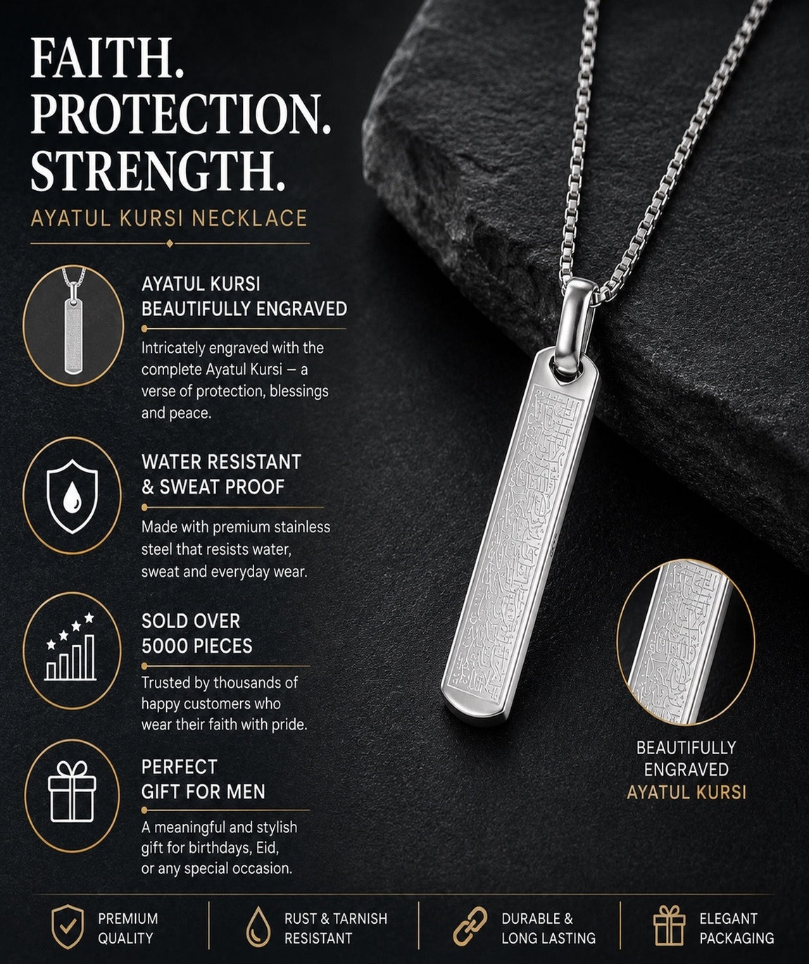 Ayatul kursi necklace for Men
